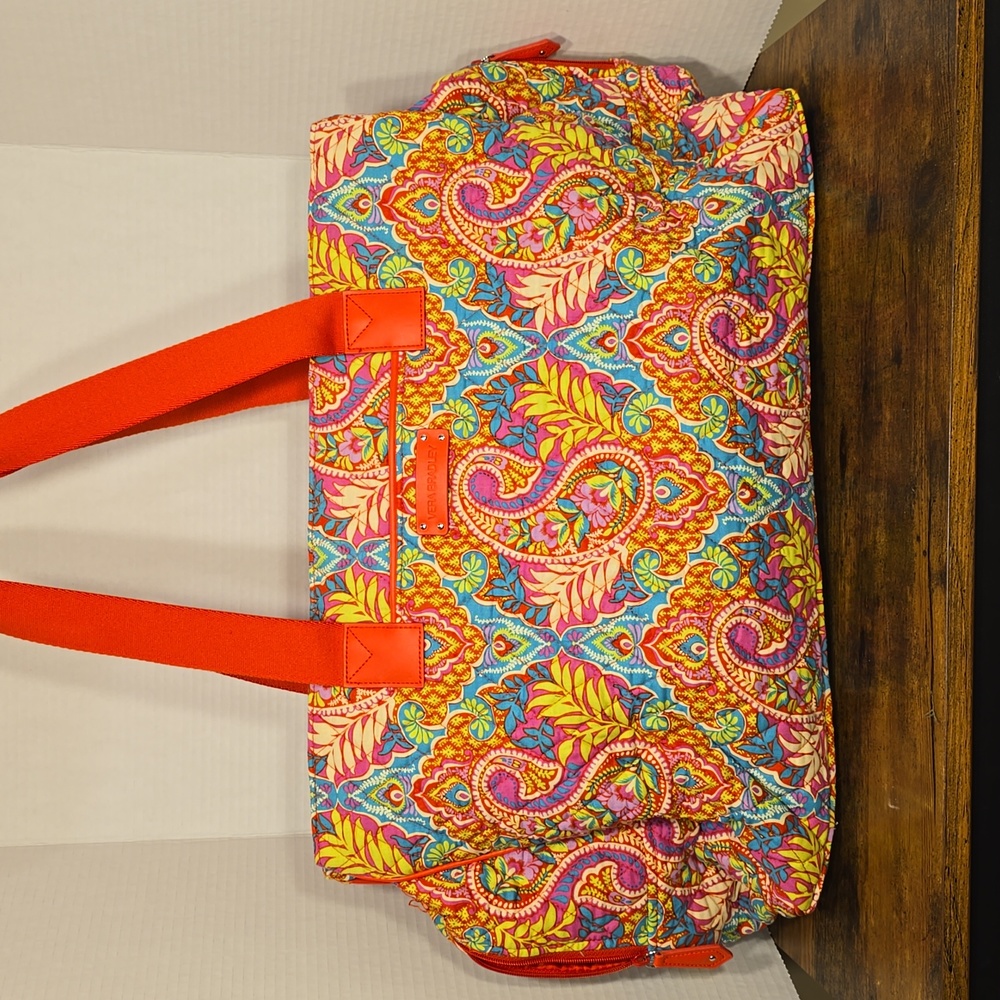 Womens Vera Bradley Travel Shoulder Bag Quilted Paisley Pattern Laptop Tote